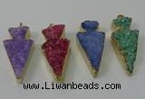 NGP4160 20*45mm - 22*48mm arrowhead druzy quartz pendants