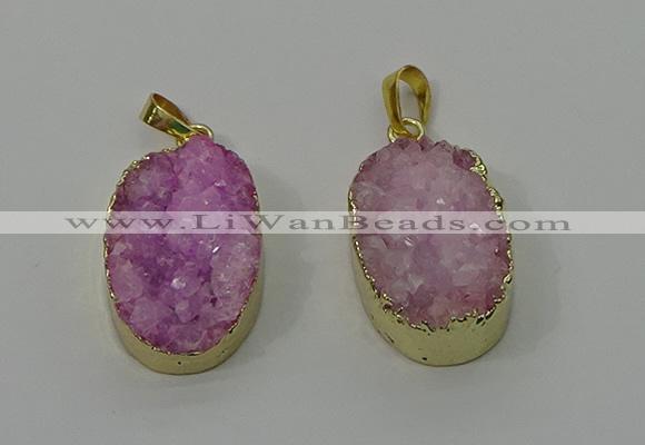 NGP4186 18*25mm - 18*28mm oval druzy quartz pendants wholesale