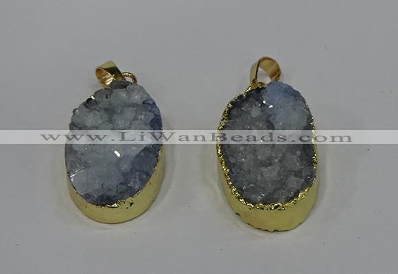 NGP4189 18*25mm - 18*28mm oval druzy quartz pendants wholesale