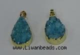 NGP4196 18*25mm - 18*28mm flat teardrop druzy quartz pendants