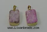 NGP4224 16*25mm - 18*25mm rectangle druzy quartz pendants wholesale