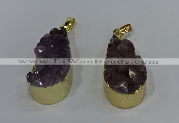 NGP4240 18*35mm teardrop druzy amethyst pendants wholesale