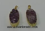 NGP4242 18*35mm oval druzy amethyst pendants wholesale