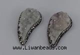 NGP4313 20*40mm - 25*50mm wing-shaped druzy quartz pendants