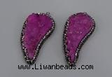 NGP4316 20*40mm - 25*50mm wing-shaped druzy quartz pendants