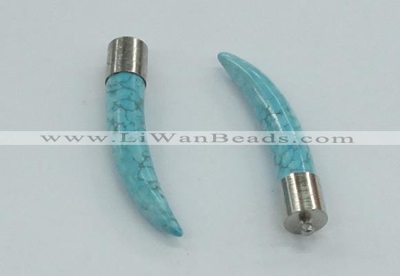 NGP4505 9*50mm - 9*55mm horn blue turquoise pendants wholesale