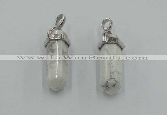 NGP5005 8*30mm sticks white howlite gemstone pendants wholesale