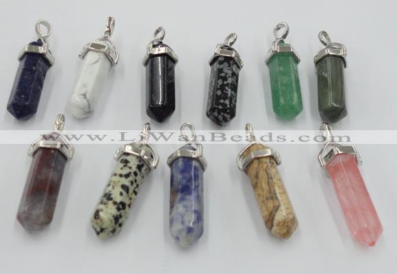 NGP5023 8*30mm sticks mixed gemstone pendants wholesale