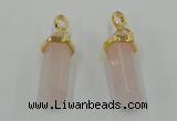 NGP5027 8*30mm sticks rose quartz gemstone pendants wholesale