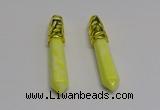 NGP5444 10*65mm sticks lemon jade gemstone pendants wholesale