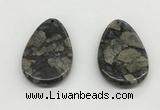 NGP5529 35*55mm flat teardrop grey opal gemstone pendants