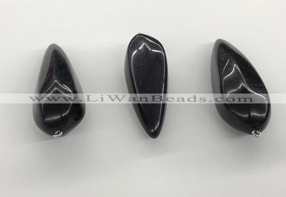 NGP5561 14*40mm - 23*58mm teardrop blue goldstone pendants