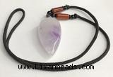 NGP5580 Lavender amethyst teardrop pendant with nylon cord necklace