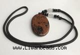 NGP5620 Mahogany obsidian oval pendant with nylon cord necklace