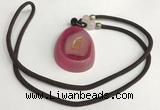 NGP5653 Agate flat teardrop pendant with nylon cord necklace