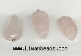 NGP5771 22*48mm - 25*55mm flat teardrop rose quartz pendants