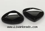 NGP5789 43*53mm faceted flat teardrop black agate pendants