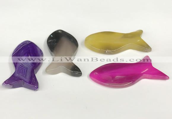 NGP5814 25*55mm - 28*60mm fish agate gemstone pendants wholesale