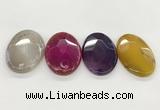 NGP5820 32*50mm faceted oval agate gemstone pendants wholesale