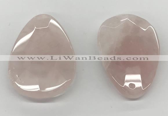 NGP5847 35*55mm faceted flat teardrop rose quartz pendants wholesale