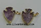 NGP6011 25*30mm - 30*35mm arrowhead amethyst pendants