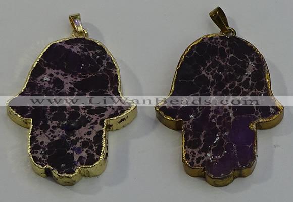 NGP6031 22*40mm - 25*45mm hamsahand sea sediment jasper pendants