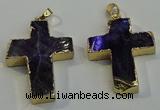 NGP6038 30*40mm - 35*45mm cross amethyst pendants