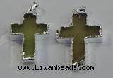 NGP6047 30*40mm - 35*45mm cross lemon quartz pendants