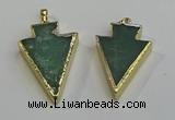 NGP6063 20*40mm - 25*45mm arrowhead green aventurine pendants