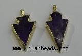 NGP6065 20*40mm - 25*45mm arrowhead amethyst pendants