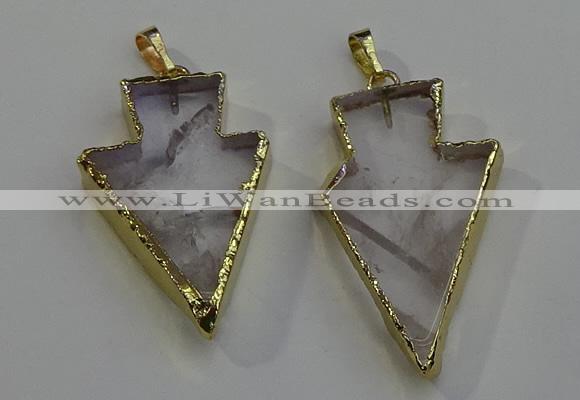 NGP6067 20*40mm - 25*45mm arrowhead white crystal pendants