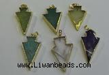 NGP6068 20*40mm - 25*45mm arrowhead mixed gemstone pendants