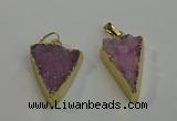 NGP6072 20*25mm - 25*35mm triangle druzy quartz pendants