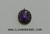 NGP6097 20*25mm - 22*30mm oval amethyst pendants wholesle