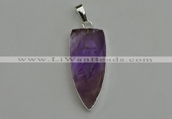 NGP6107 12*35mm - 15*40mm arrowhead amethyst pendants