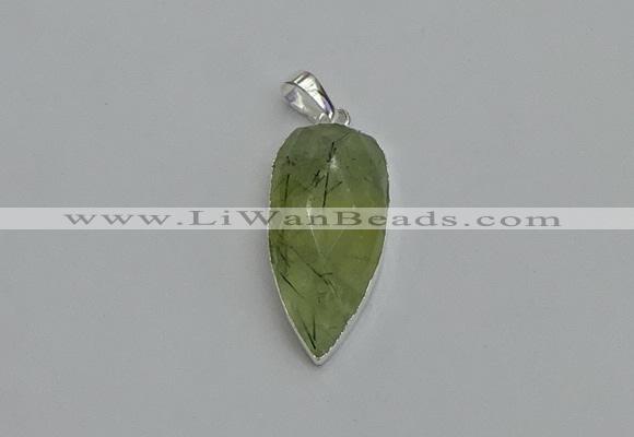 NGP6109 12*35mm - 15*40mm arrowhead green rutilated quartz pendants