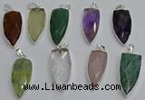 NGP6115 12*35mm - 15*40mm arrowhead mixed gemstone pendants