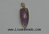 NGP6117 12*35mm - 15*40mm arrowhead amethyst pendants