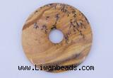 NGP612 5pcs 6*50mm picture jasper gemstone donut pendants wholesale