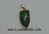 NGP6124 12*35mm - 15*40mm arrowhead green aventurine pendants