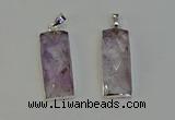 NGP6182 14*30mm - 15*38mm faceted rectangle light amethyst pendants