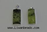 NGP6184 14*30mm - 15*38mm faceted rectangle green rutilated quartz pendants