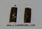 NGP6187 14*30mm - 15*38mm faceted rectangle yellow tiger eye pendants