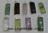 NGP6195 14*30mm - 15*38mm faceted rectangle mixed gemstone pendants