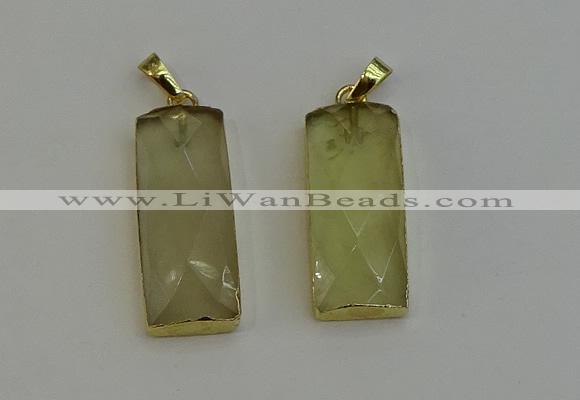 NGP6201 14*30mm - 15*38mm faceted rectangle lemon quartz pendants