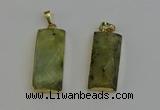 NGP6202 14*30mm - 15*38mm faceted rectangle green rutilated quartz pendants