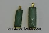 NGP6203 14*30mm - 15*38mm faceted rectangle green aventurine pendants