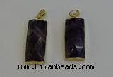 NGP6206 14*30mm - 15*38mm faceted rectangle amethyst pendants