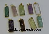 NGP6212 14*30mm - 15*38mm faceted rectangle mixed gemstone pendants