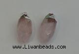 NGP6219 12*28mm - 15*30mm faceted bullet rose quartz pendants